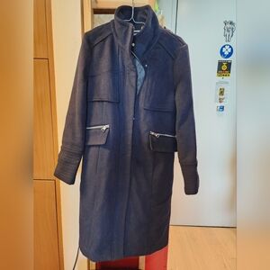 Karl Lagerfeld navy wool coat medium